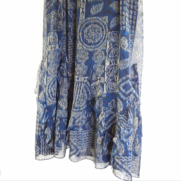 Coldwater Creek Plus Size 1x Blue Sheer Flowy Ruffled Elegant Summer Party Skirt - Picture 1 of 9
